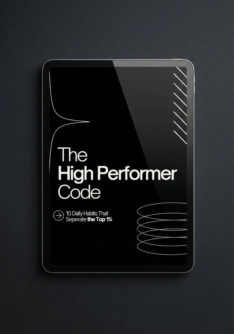 The High Performer Code ebook cover showcasing high performer habits with focus on daily success strategies.